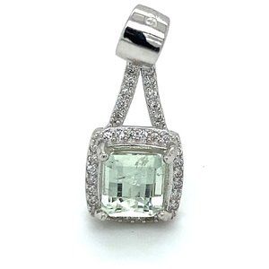 Mint Green Tourmaline 1.70ct White Gold Pendant